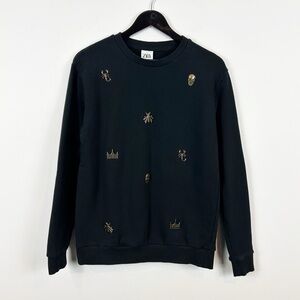 Zara Black Sweater with Gold Embellishments